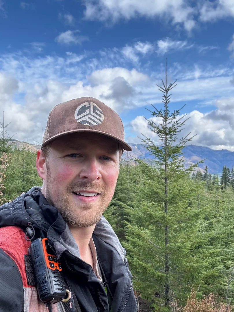 Jesse Hohlt with trees - Columbia Gorge Forestry